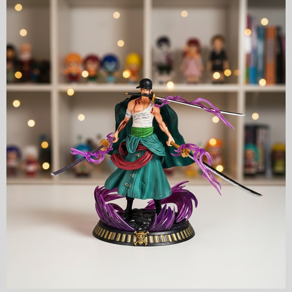Premium Roronoa Zoro Three Katana Statue with Energy Effects Anime Figure